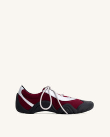 Caitlin Faux Suede Lace-up Ballerina Sneakers - Burgundy & Light Grey