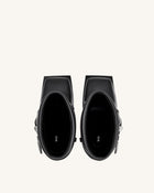 Emilia Western Buckled Leather Stiletto Boots - Black