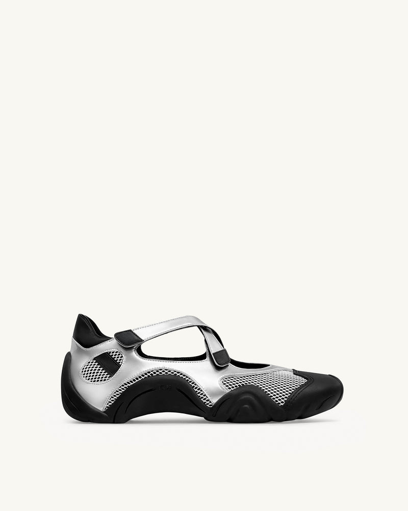 Caitlin Mesh Cut-out Sneakers - Silver
