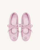 Erika Topstitching lace-up ballet Flats- Pink