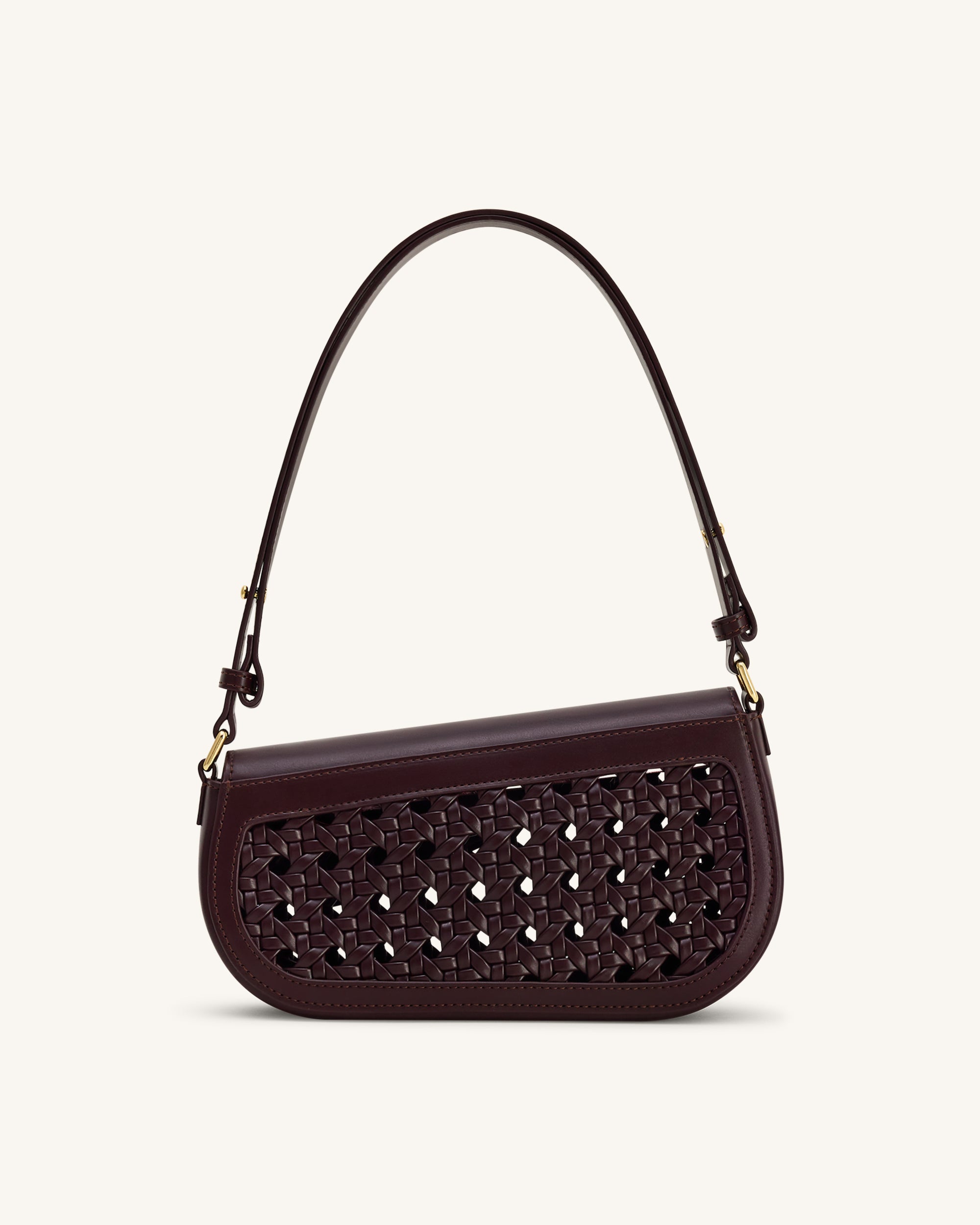 Addisyn Cutout Woven Shoulder Bag - Burgundy