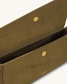 Addisyn Faux Suede Panel Shoulder Bag - Olive
