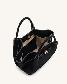 Hana Mini Faux Suede Tote Bag - Black