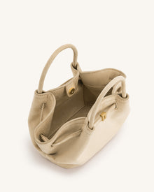 Hana Mini Faux Suede Tote Bag - Off White