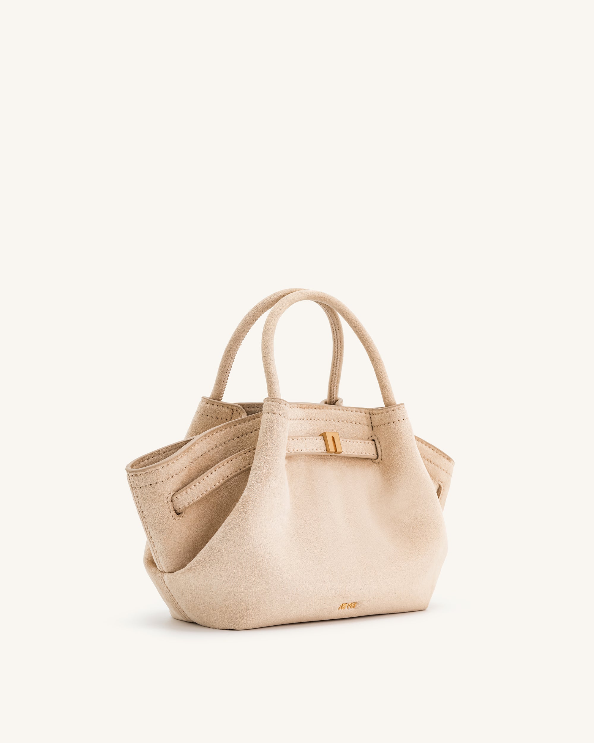 Hana Mini Faux Suede Tote Bag - Off White