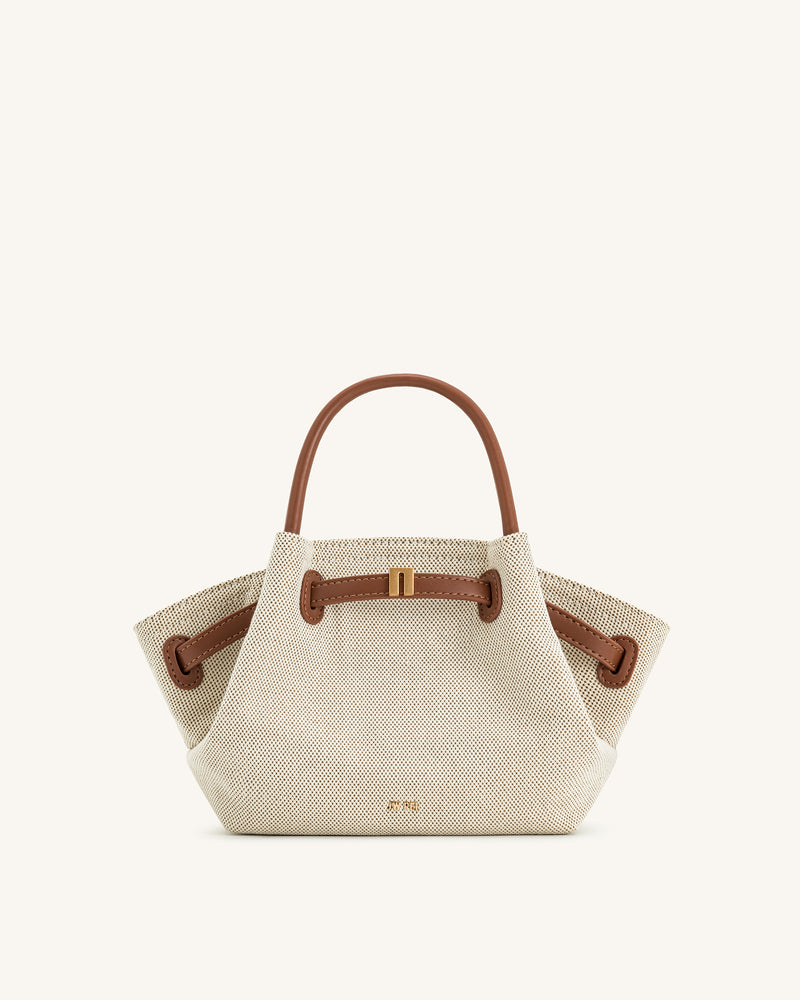 Hana Mini Tote Bag - Brown Canvas