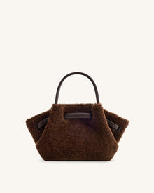 Hana Mini Faux Fur Tote Bag - Dark Brown