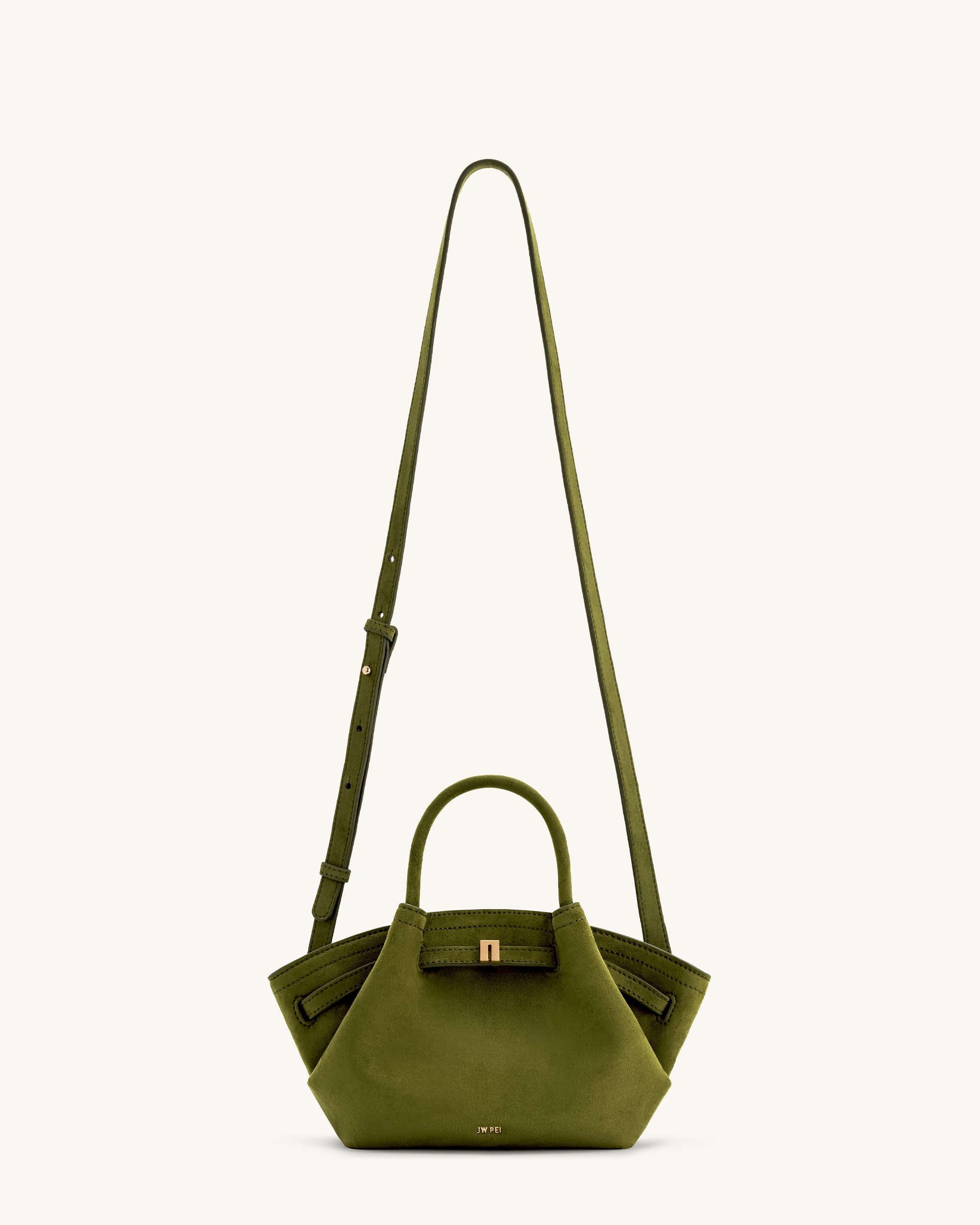 Hana Mini Faux Suede Tote Bag - Dark Olive