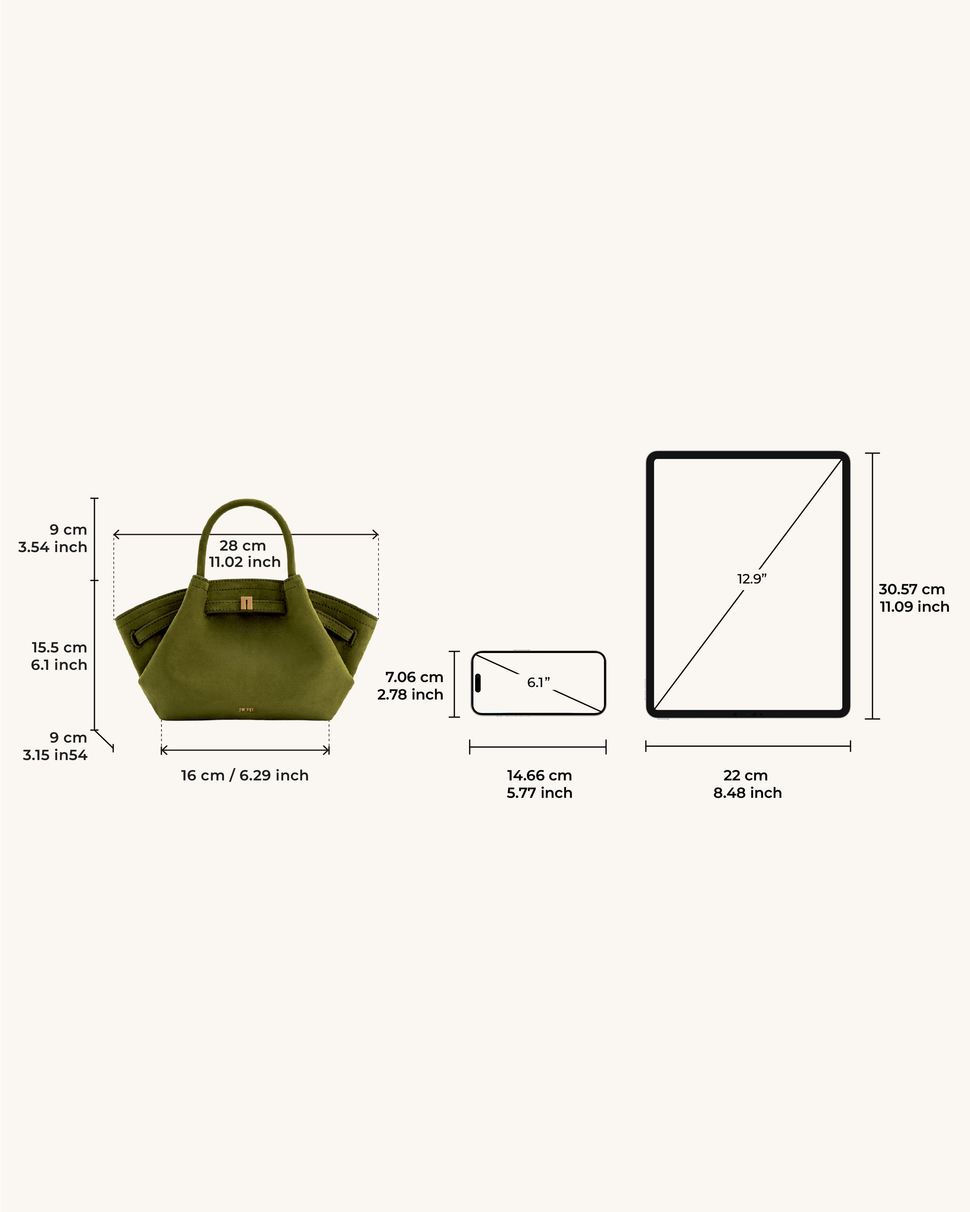 Hana Mini Faux Suede Tote Bag - Dark Olive