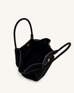 Hana Medium Faux Suede Tote Bag - Black