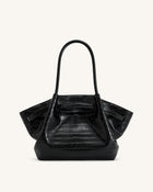 Hana Medium Tote Bag - Black Croc