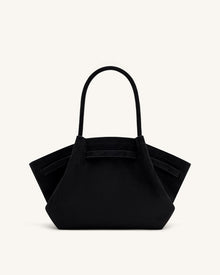 Hana Medium Faux Suede Tote Bag - Black