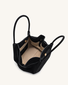 Hana Medium Faux Suede Tote Bag - Black