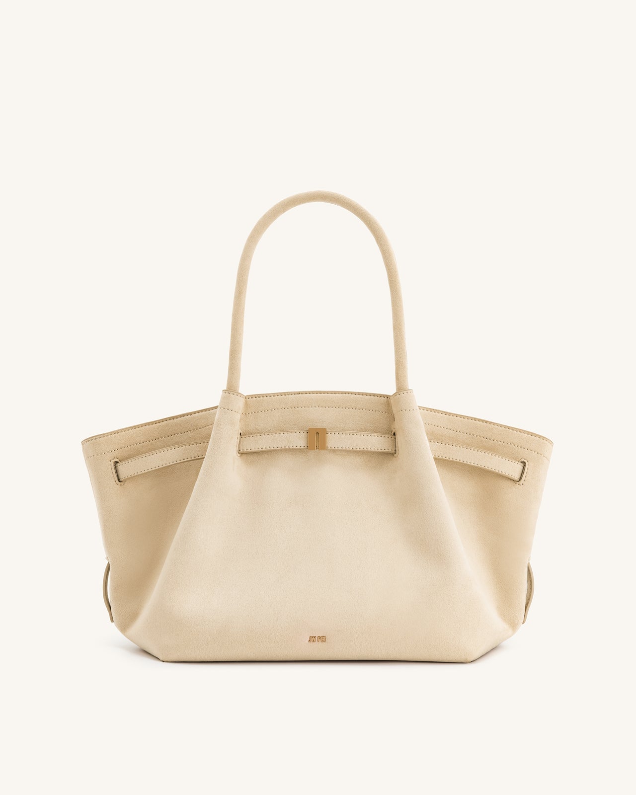 Hana Medium Faux Suede Tote Bag - Off White