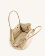 Hana Medium Faux Suede Tote Bag - Off White