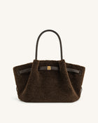 Hana Medium Faux Fur Tote Bag - Mocha Brown