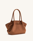 Hana Medium Faux Suede Tote Bag - Brown