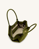 Hana Medium Faux Suede Tote Bag - Dark Olive