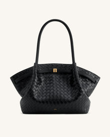 Hana Large Weave Texture Tote Bag - Black