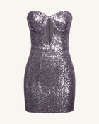 Brynlee Purple Sequinned Strapless Mini Dress - Purple