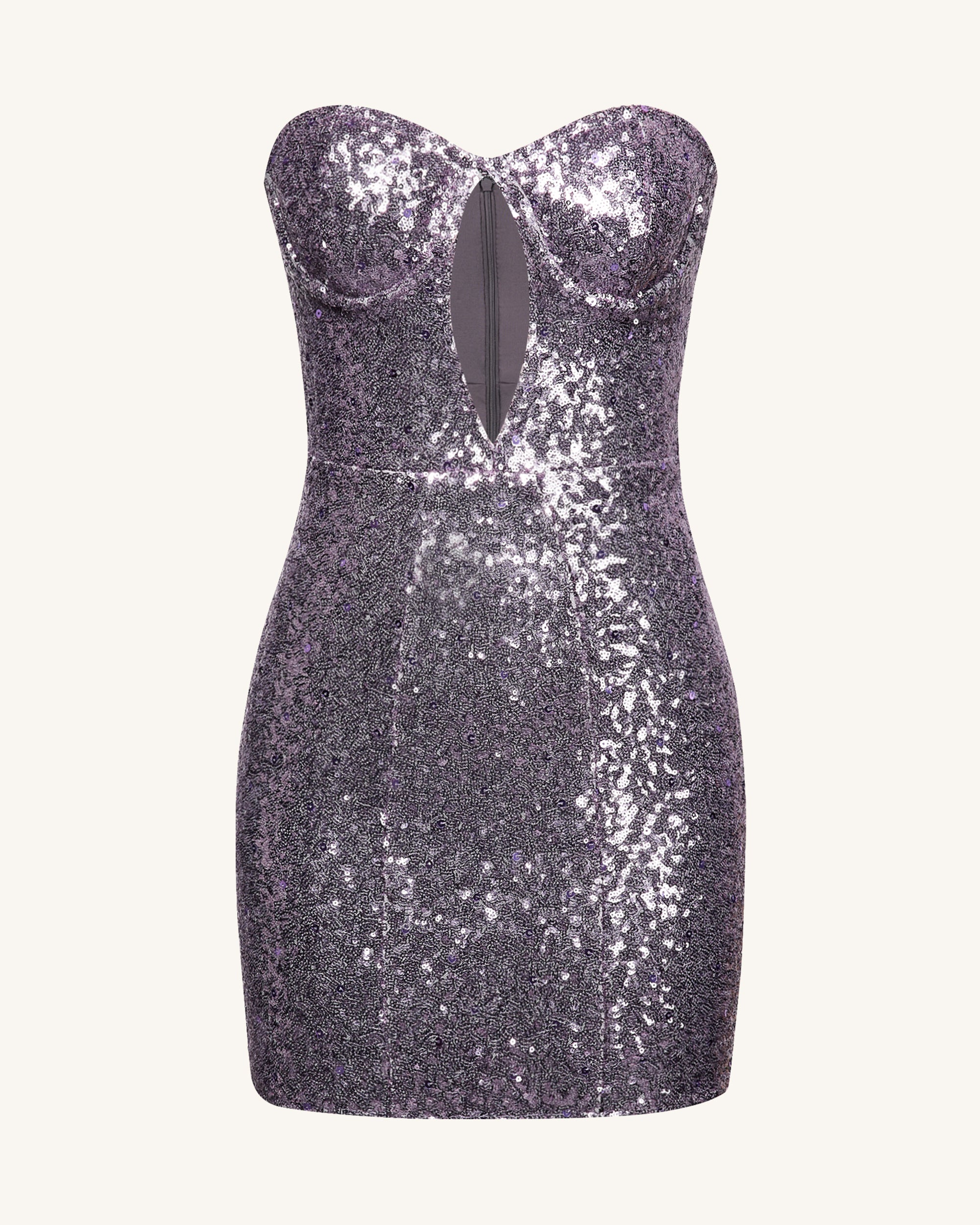 Brynlee Purple Sequinned Strapless Mini Dress - Purple