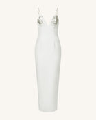 Ayliua Sweetheart-Neckline Rhinestones Embellished White Long Dress - White