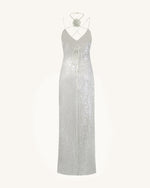 Heisey White Sequinned Rosette Maxi Dress - White