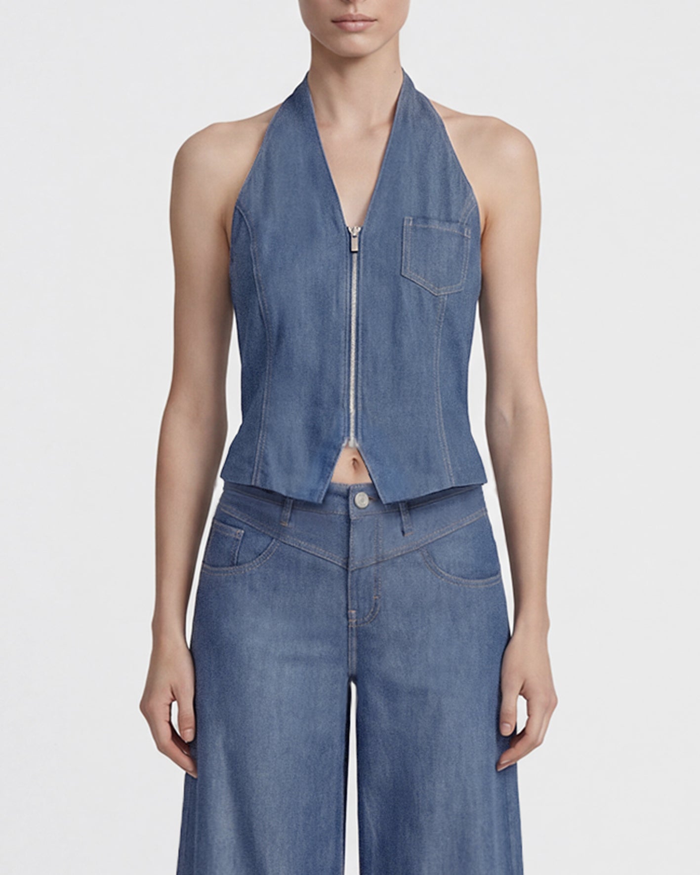 The Showstopper Denim Vest - Highway