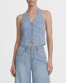 The Showstopper Denim Vest - Ozone