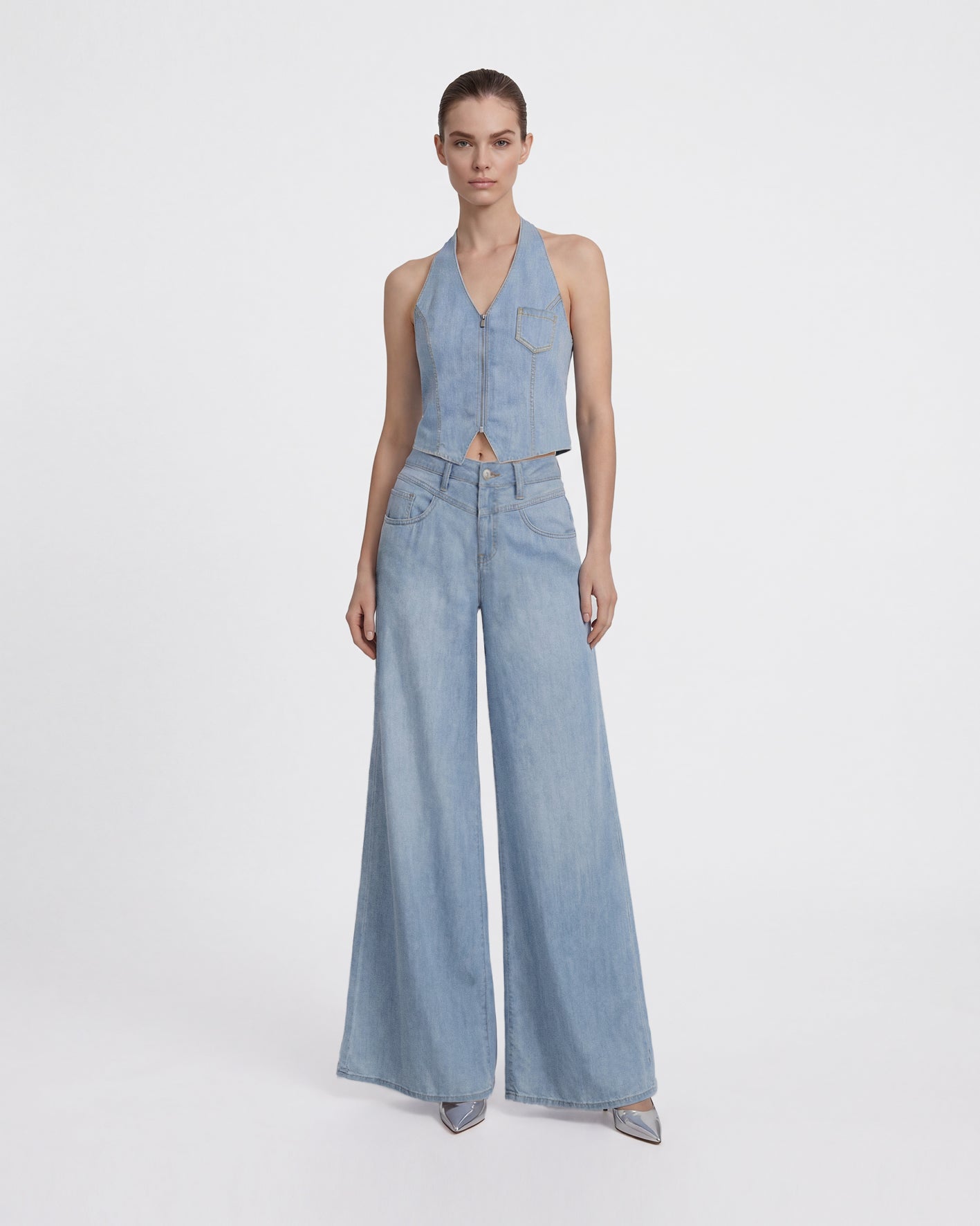 The Showstopper Denim Vest - Ozone