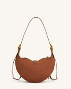 Tessa Suede Shoulder Bag - Dark Birch Brown