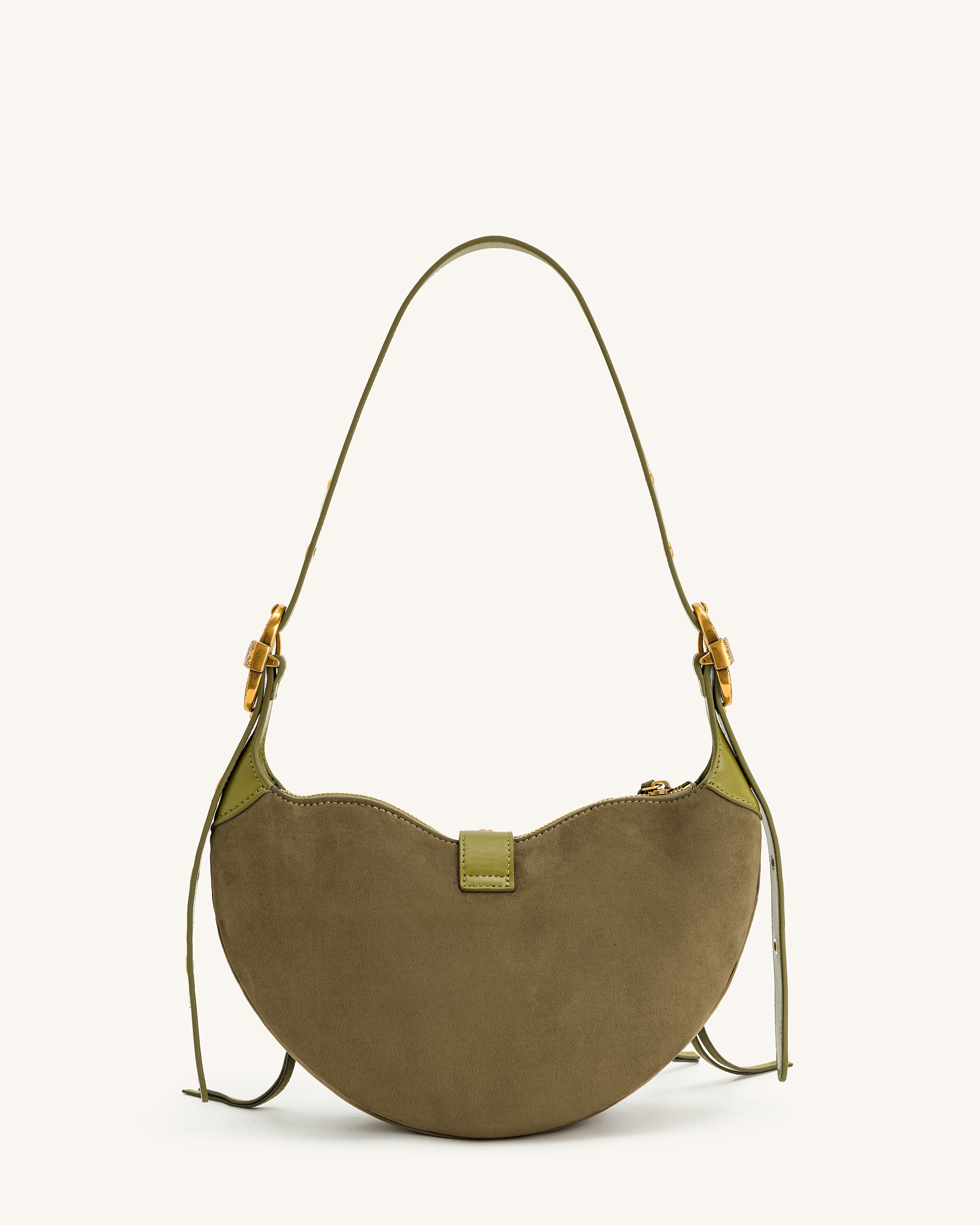 Tessa Suede Shoulder Bag - Dark Olive