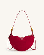 Tessa Suede Shoulder Bag - Deep Magenta