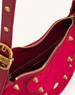 Tessa Suede Shoulder Bag - Deep Magenta