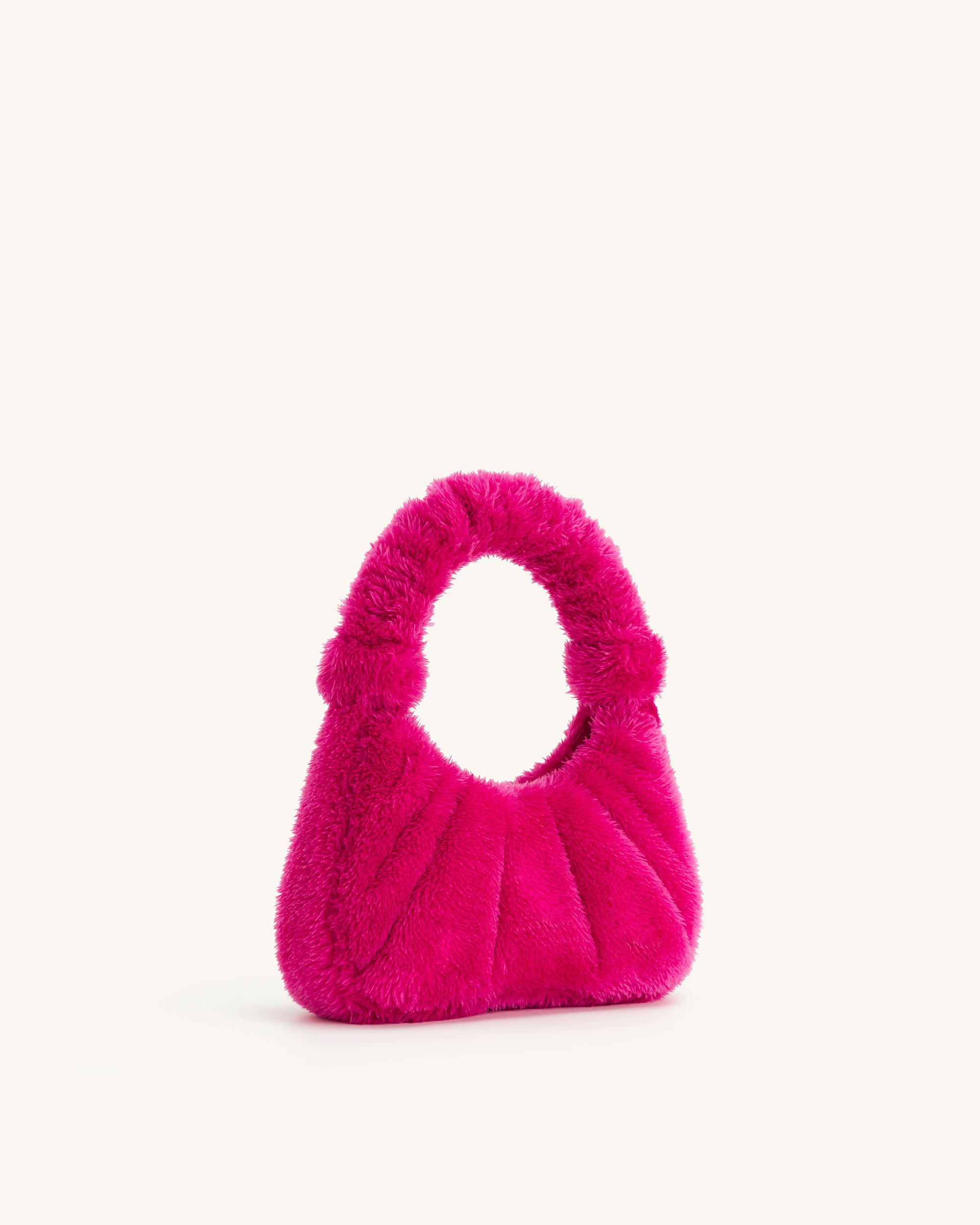 Gabbi Faux Fur Medium Ruched Hobo Handbag - Fandango Pink