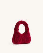 Gabbi Faux Fur Medium Ruched Hobo Handbag - Magenta