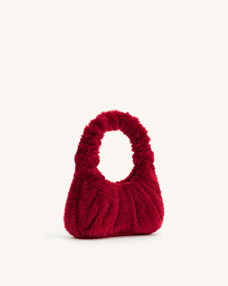 Gabbi Faux Fur Medium Ruched Hobo Handbag - Magenta