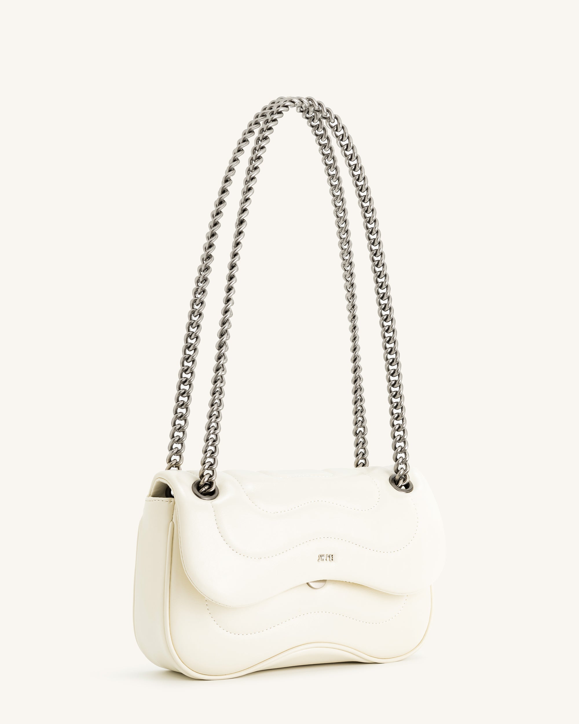 Tina Quilted Chain Crossbody - Ivory