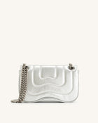 Tina Metallic Quilted Chain Crossbody - Silver