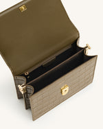 Mini Flap Crossbody - Dark Olive Croc