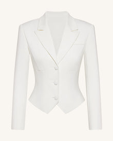 Sculpted Waist Cropped Blazer - White
