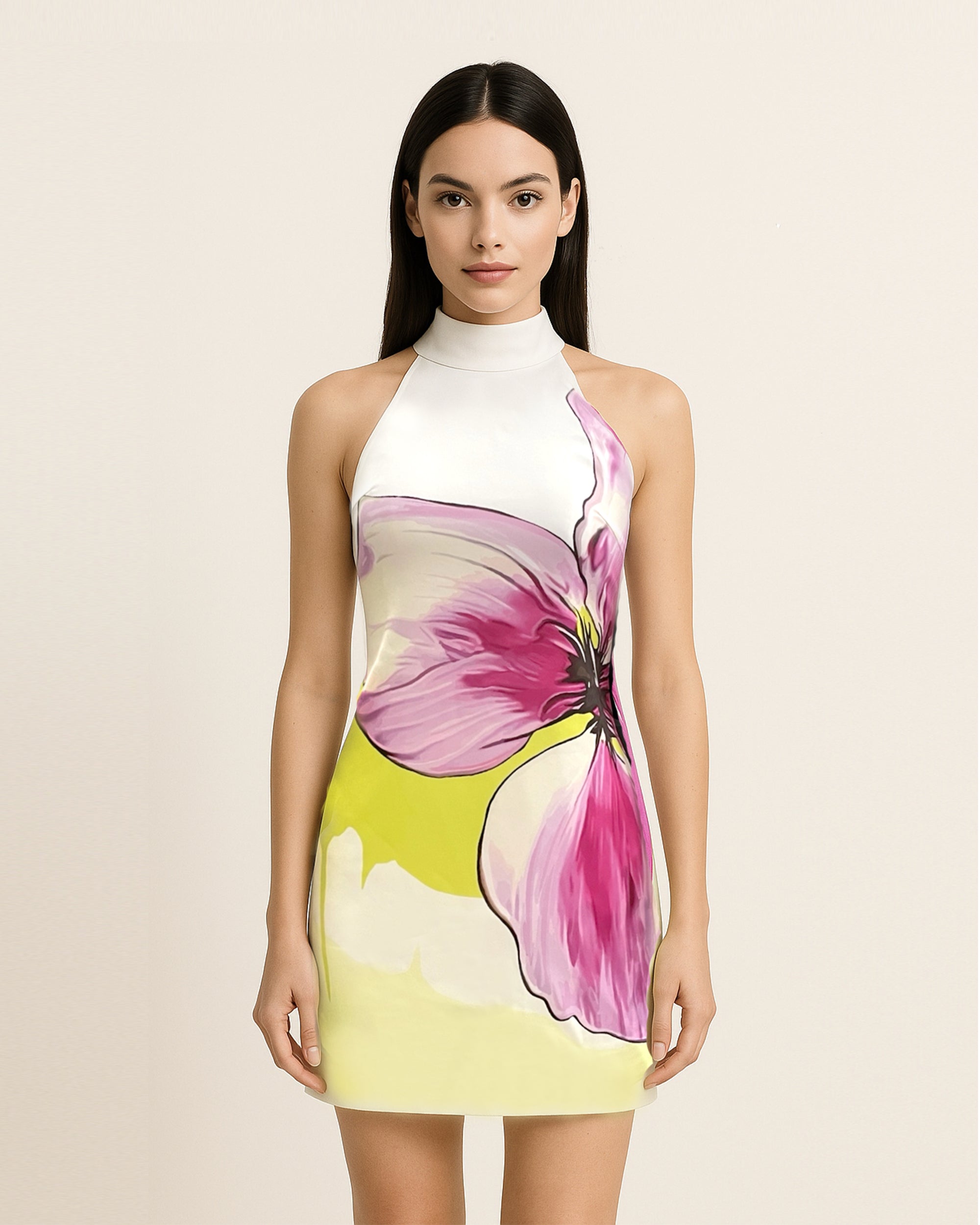 Floral Grace Halter Dress - Multicolor