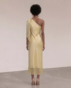 One Shoulder Fringe Midi Dress - Champagne