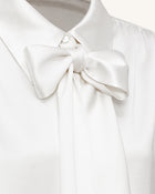 Ribbon Tie Balloon Sleeve Blouse - White