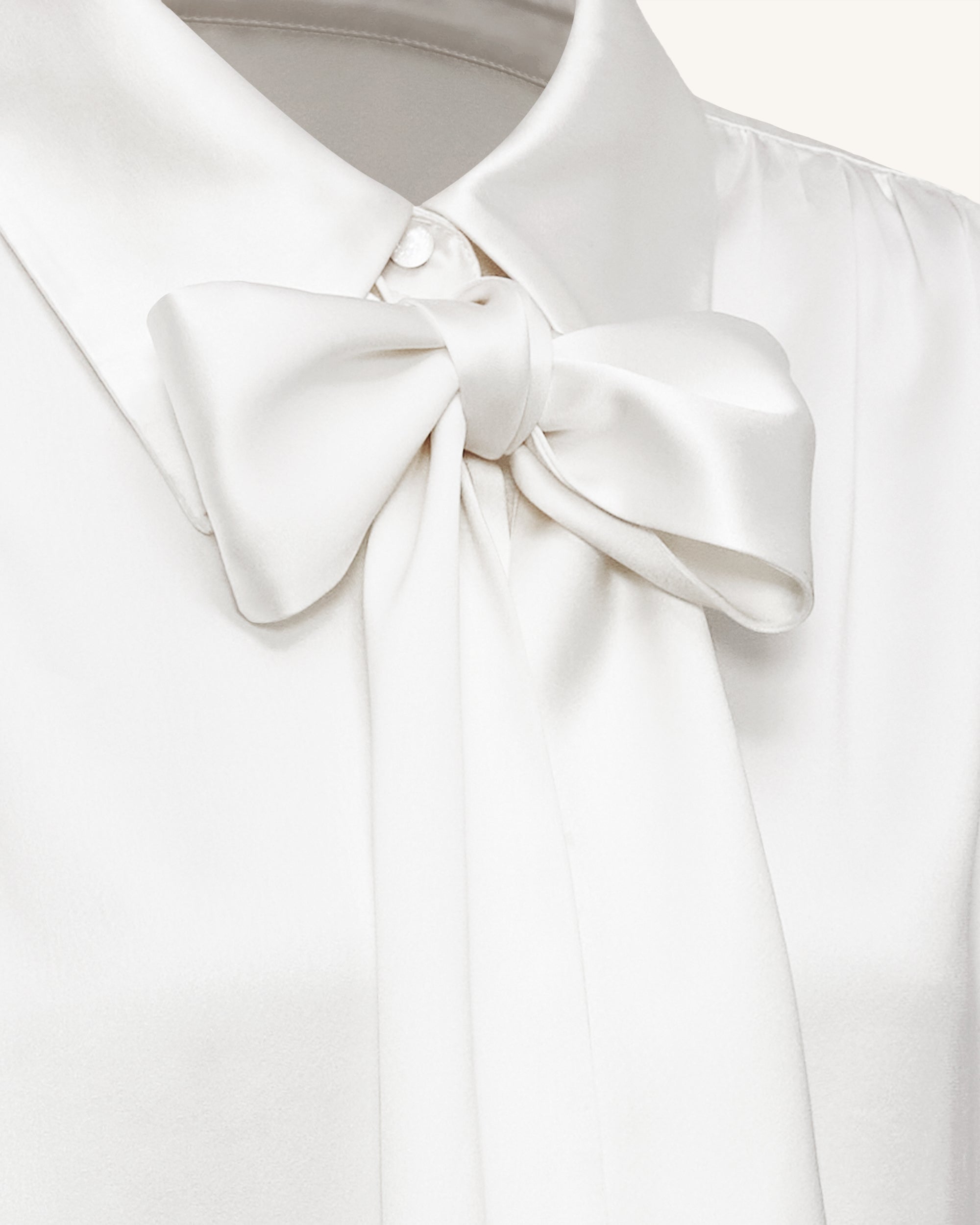 Ribbon Tie Balloon Sleeve Blouse - White