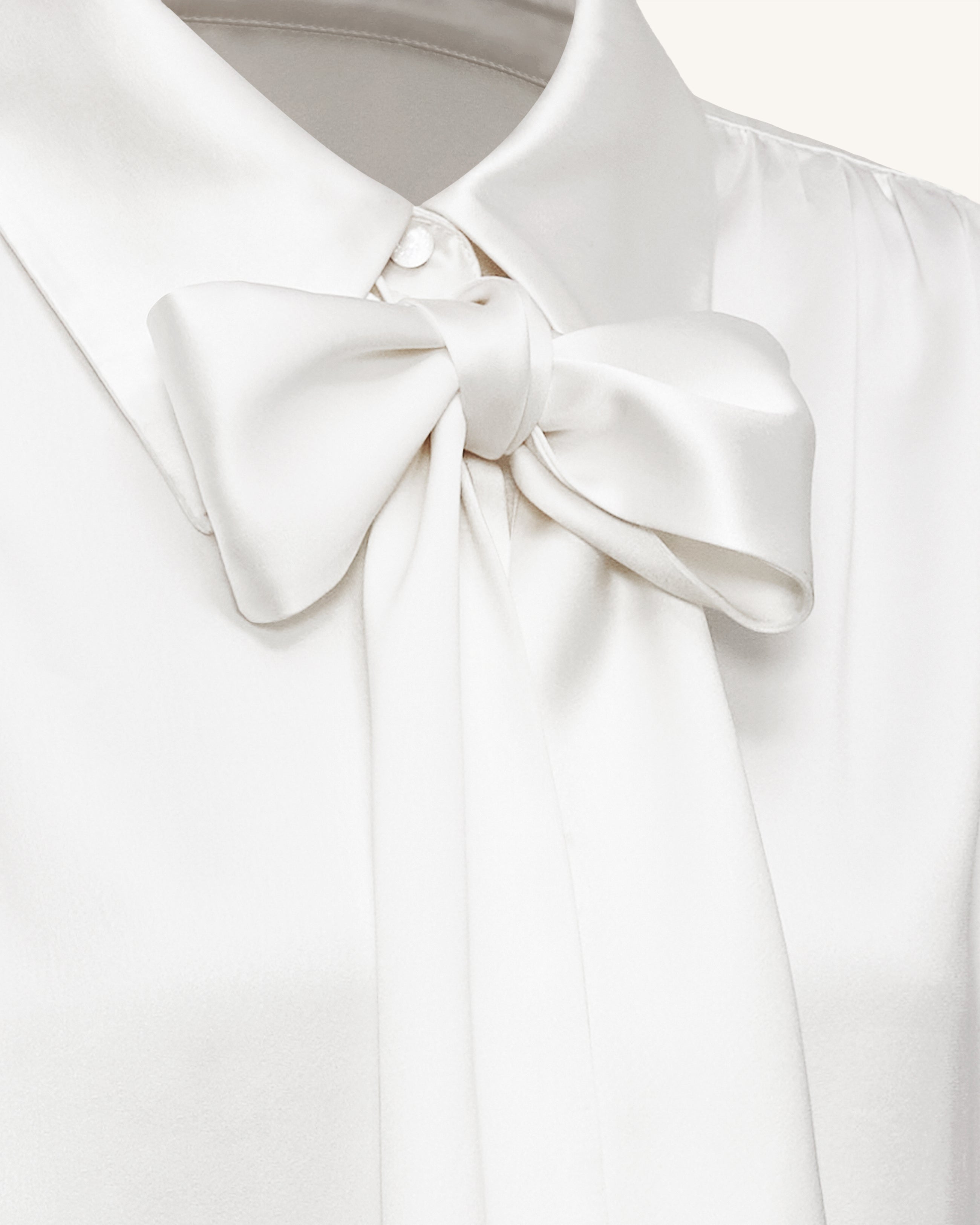 Ribbon Tie Balloon Sleeve Blouse - White