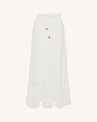 Drawstring Chiffon Maxi Skirt - White