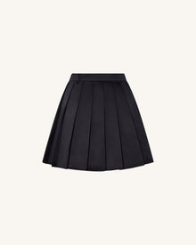Satin Pleated Mini Skirt - Black