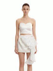 Cascading Bow Mini Skirt - White