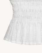 Smocked Peplum Sleeveless Top - White